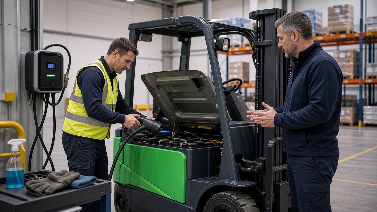 Forklift support insight for battery care