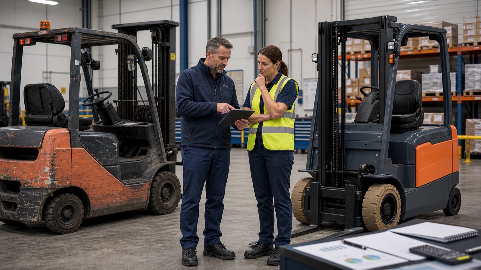 Forklift support insight for replacement