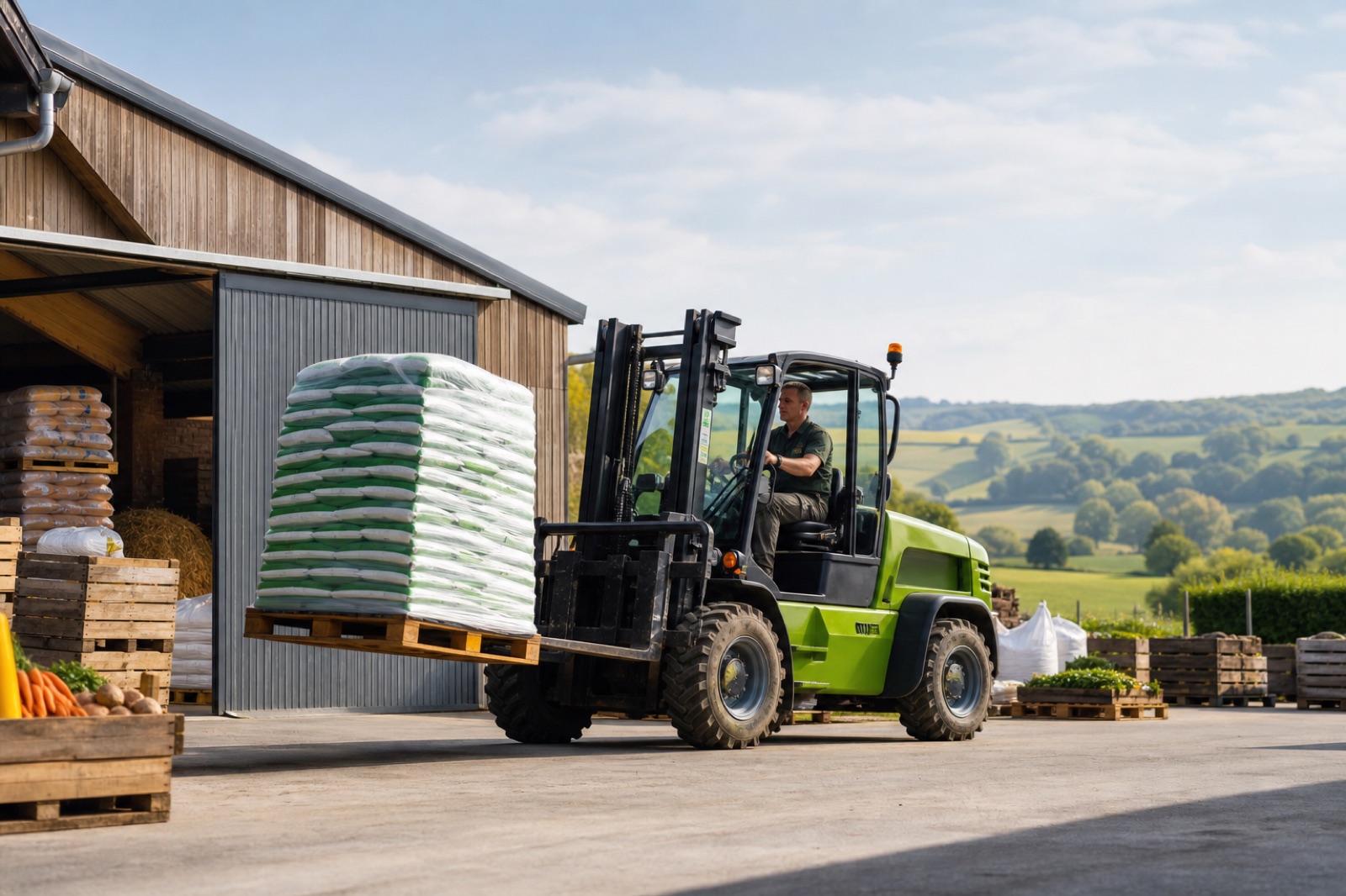 Farming and agricultural forklift and material handling environment