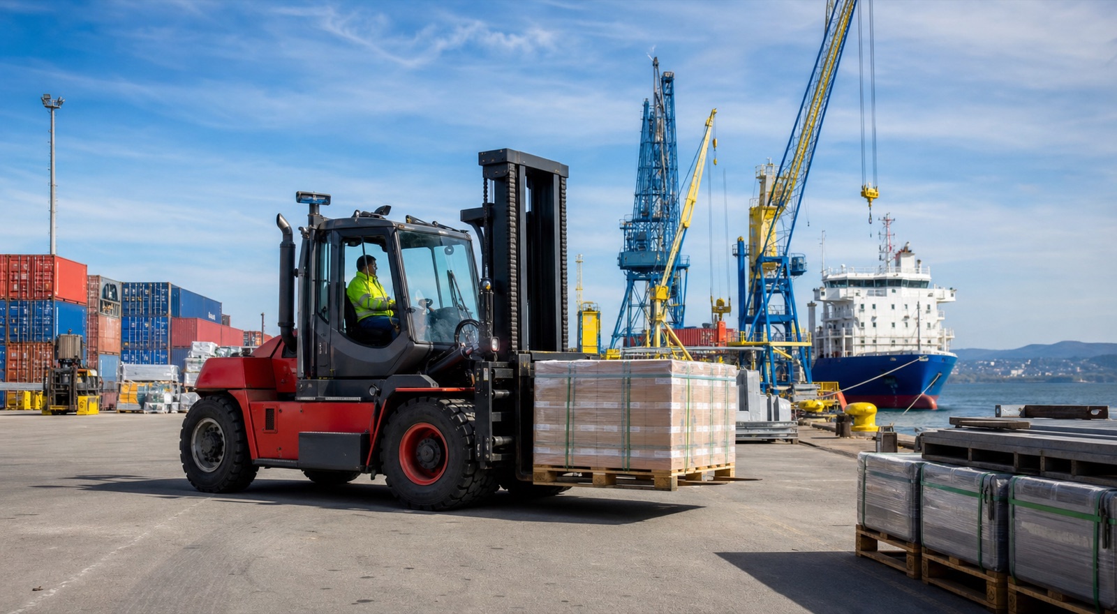 Ports and maritime terminals forklift and material handling environment
