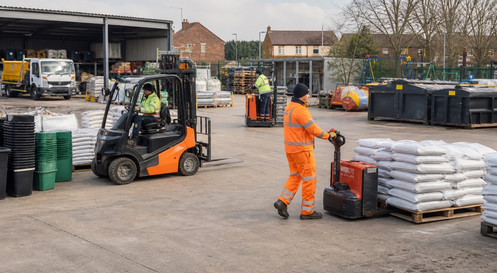 Mixed forklift and pallet truck support across a local authority depot yard