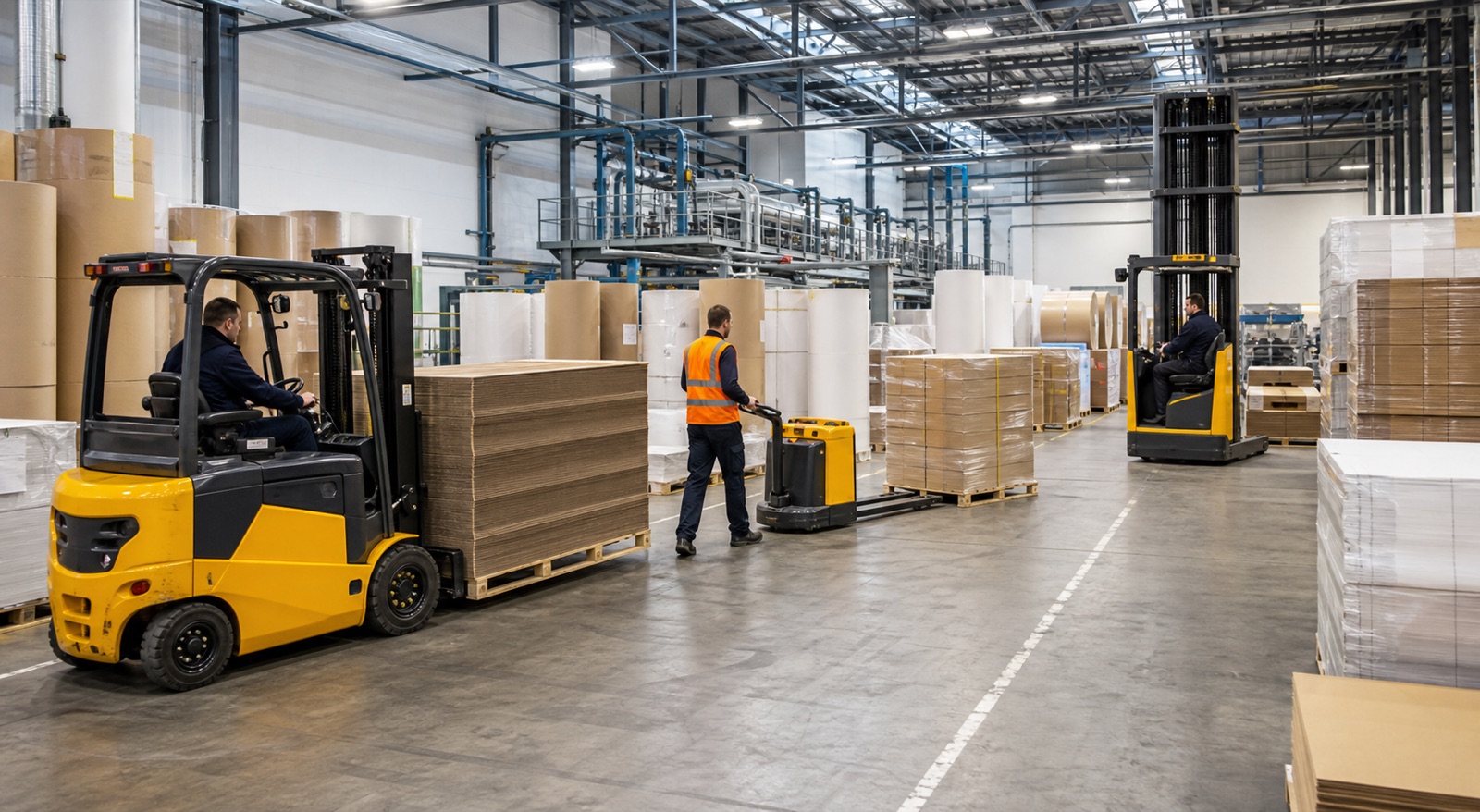 Mixed forklift fleet supporting print and packaging stock movement